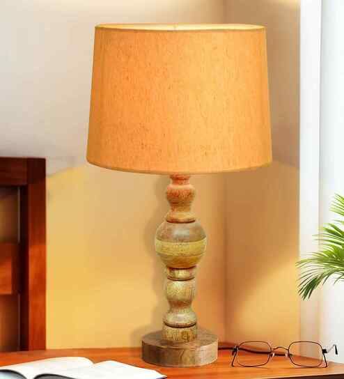 Industrial Wood Bubble Bedside Table Lamp