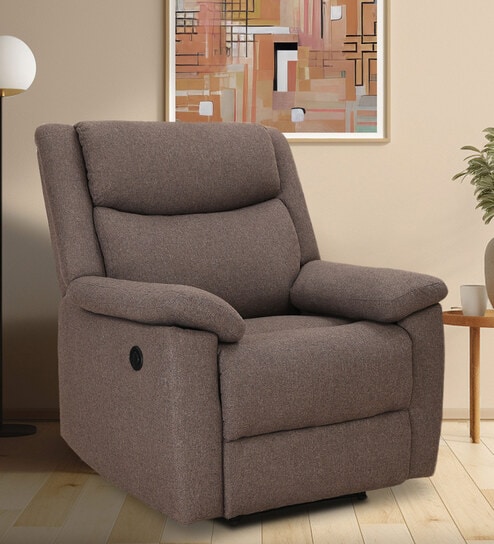 Spark Fabric 1 Seater Motorised Recliner In Brown Colour