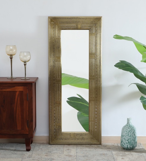 Inlay Brass Gold Wood Wall Mirrors