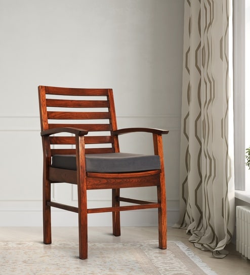 Inlay Teakwood Arm Chair In Grey Color