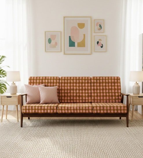 Inni Fabric 3 Seater Sofa in Brown Color