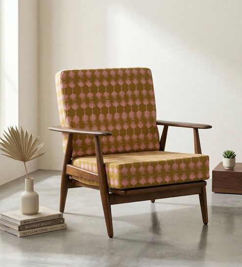 Inni Fabric Lounge Chair in Brown Color