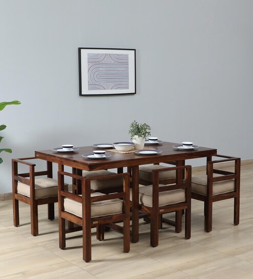 Innsbruck Sheesham Wood 6 Seater Dining Set In Provincial Teak Finish