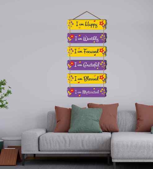 I Am Happy Worthy Focused Grateful Blessed Motivated Wooden Wall Hanging
