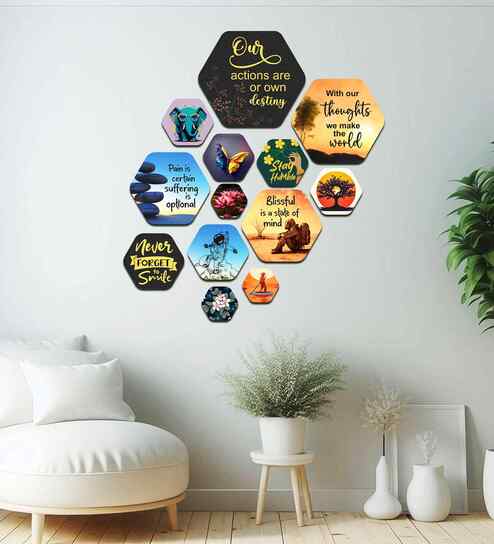 Set of 13 Inspirational Wooden Wall Arts