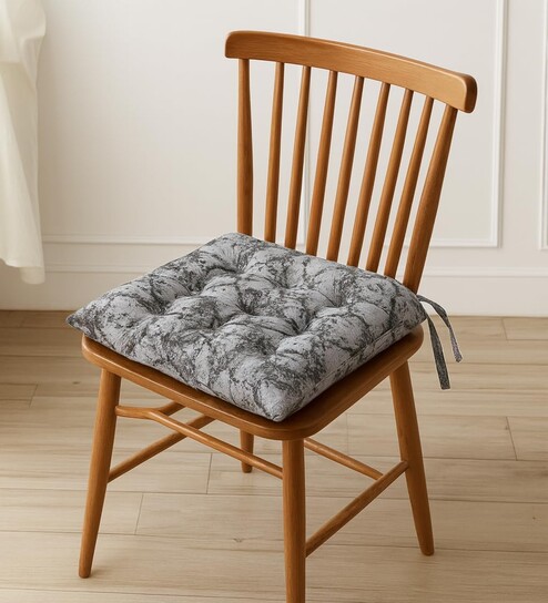 Grey Polyester Chair Cushion Pad 18x18 Inch Pack of 2