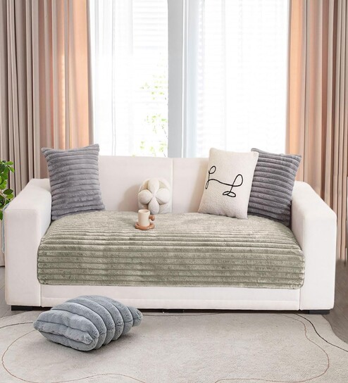 Taupe Stripe Fur 3 Seater Sofa Cover