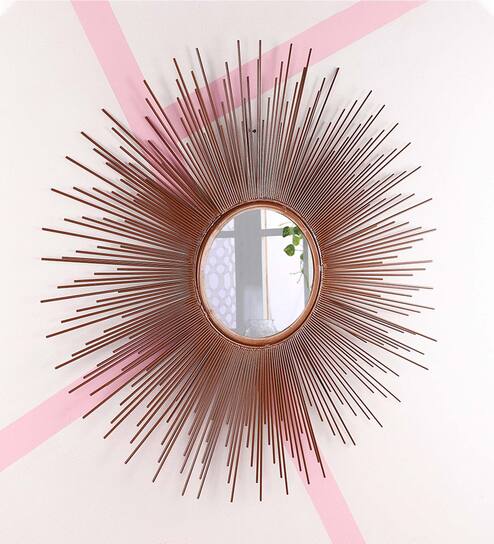 Copper Iron Intersecting Circle Wall Mirror