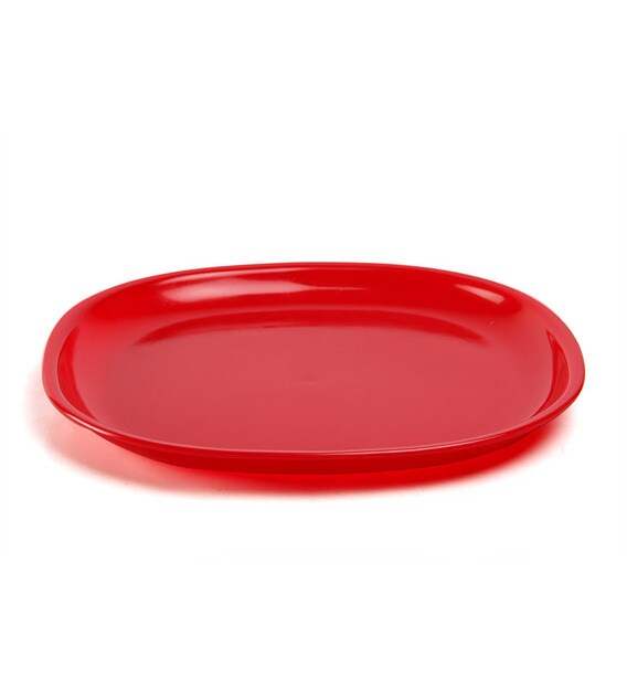 Buy Plastic Red Square Dinner Plates Set of 12 by Incrizma Online