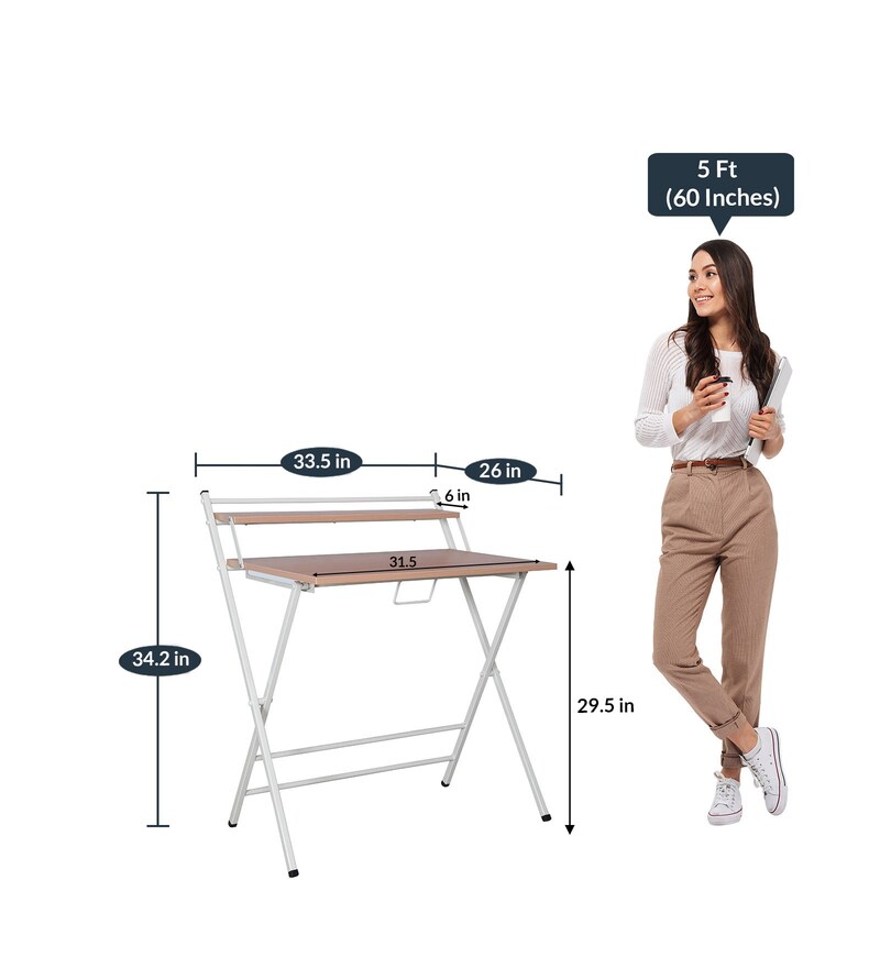 Buy Indiana Foldable Study Table in Bavarian Beech Finish by Star India