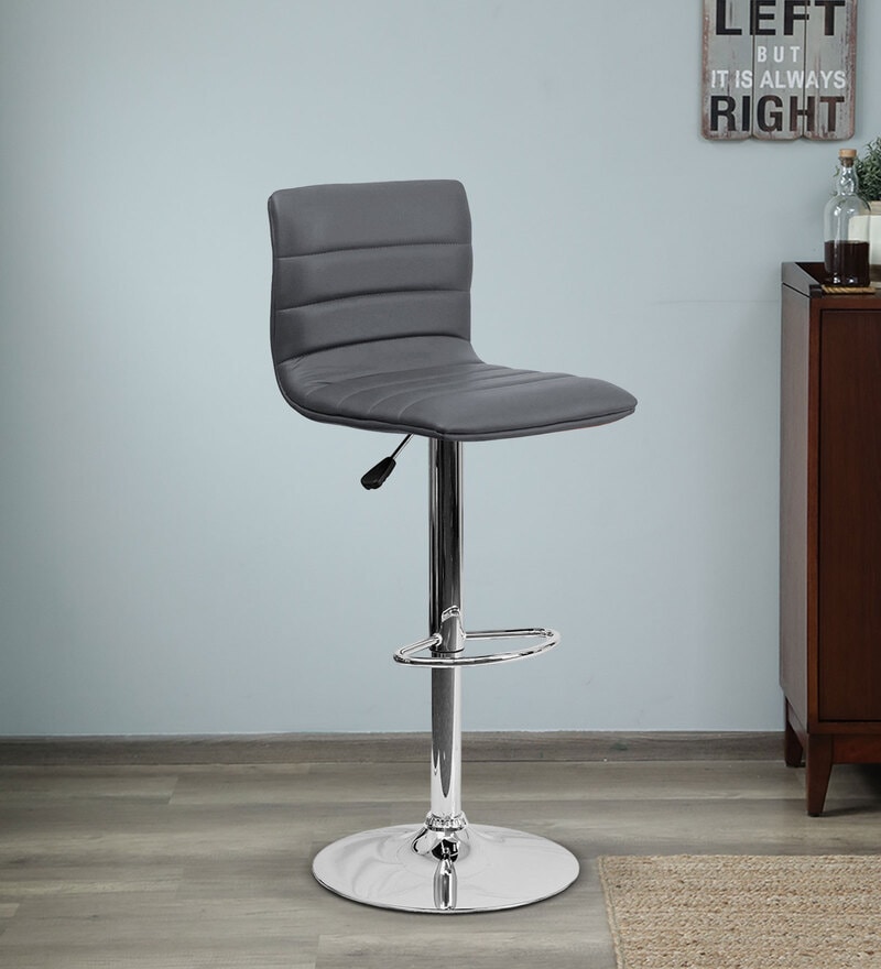 Buy Indus Leatherette Bar Stool In Dark Gray Colour With Swivel At 49% Off  By Furniturstation | Pepperfry