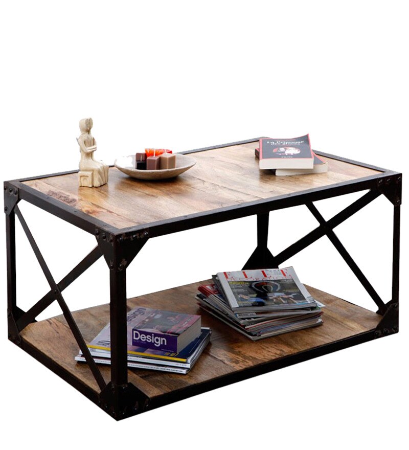 Buy Industrial Looking Coffee Table by Wood Dekor Online Eclectic Coffee Tables Large