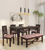 Inaaya Sheesham Wood 6 Seater Dining Set In Dark Mahogany Finish With Bench