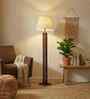 Inca Wooden Floor Lamp with Jute Shade & Brown Base