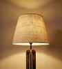 Inca Wooden Floor Lamp with Jute Shade & Brown Base