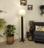Inca Wooden Floor Lamp with Jute Shade & Brown Base