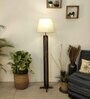 Inca Wooden Floor Lamp with Jute Shade & Brown Base