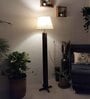 Inca Wooden Floor Lamp with Jute Shade & Brown Base