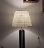 Inca Wooden Floor Lamp with Jute Shade & Brown Base