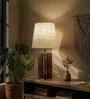 Inca Wooden Table Lamp with Jute Shade & Brown Base
