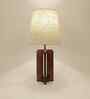 Inca Wooden Table Lamp with Jute Shade & Brown Base