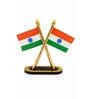 Double Sided Cross Design Golden Indian Flag Table Top