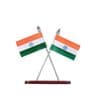Double Sided Cross Design Silver Indian Flag Table Top