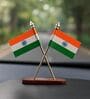 Double Sided Cross Design Silver Indian Flag Table Top