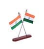 Double Sided Cross Design Silver Indian Flag Table Top