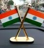 Double Sided Cross Design Golden Indian Flag Table Top