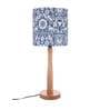 Indian Art Multicolor Satin Shade Table Lamp With Brown Base
