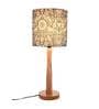 Indian Art Multicolor Satin Shade Table Lamp With Brown Base