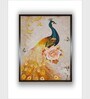 Cream Peacock Canvas Framed Wall Painting