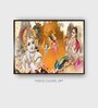 Yellow Radha Krishna Canvas Framed Wall Painting