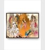 Yellow Radha Krishna Canvas Framed Wall Painting