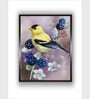 Yellow Mall Bird Floral Canvas Framed Wall Painting