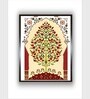 Green Floral Wooden Indian Royal Canvas Framed Wall Painting