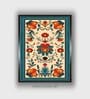 Blue Indian Floral Canvas Framed Wall Painting