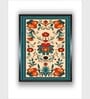 Blue Indian Floral Canvas Framed Wall Painting