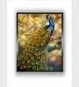 Orange Colored Green Peacock Canvas Framed Wall Painting