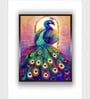 Orange Colored Green Peacock Canvas Framed Wall Painting
