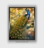 Orange Colored Green Peacock Canvas Framed Wall Painting