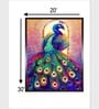 Orange Colored Green Peacock Canvas Framed Wall Painting