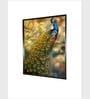Orange Colored Green Peacock Canvas Framed Wall Painting