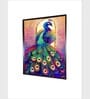 Orange Colored Green Peacock Canvas Framed Wall Painting