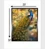 Orange Colored Green Peacock Canvas Framed Wall Painting