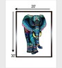 Wooden Elephant Canvas Framed Wall Painting