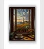 Lighthouse With Flowers Coastal Canvas Framed Wall Painting