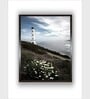 Lighthouse With Flowers Coastal Canvas Framed Wall Painting