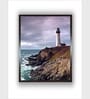 Lighthouse With Flowers Coastal Canvas Framed Wall Painting